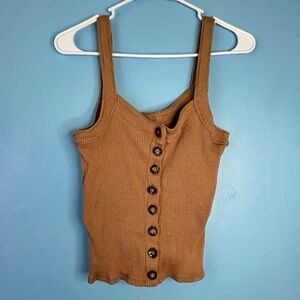 free people brown tank top button down vest size medium